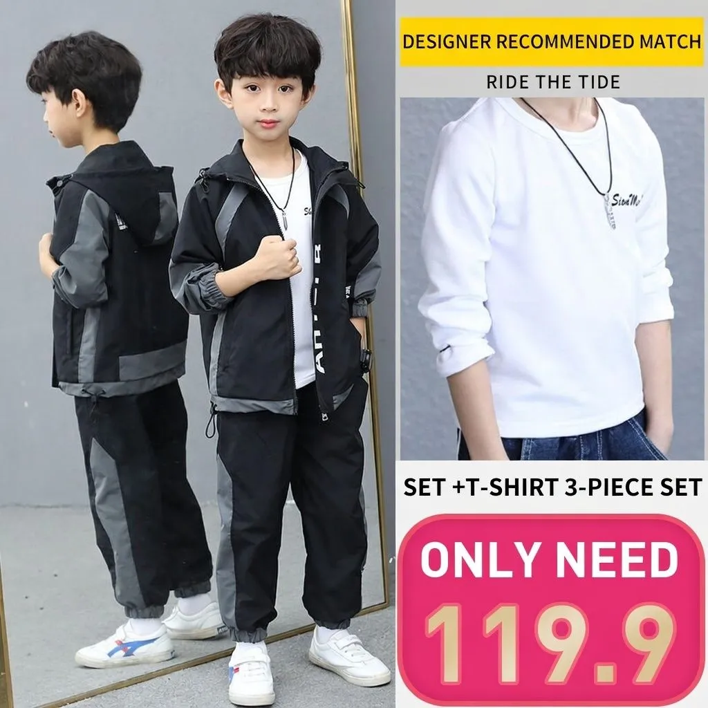 ​[2026 New Arrival] Boys 2-Piece Spring Tracksuit - Trendy & Handsome Sports Set for Big Kids - High-Quality Breathable Jacket & Joggers Outfit for Active Boys thumbnail 12