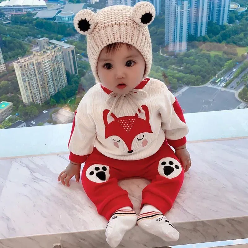 [2026 New Spring] Cute Cartoon Toddler Sweatsuit - Soft Cotton Hoodie & Jogger Set for Boys & Girls - Trendy 2-Piece "Ins" Style Outfit for Infants & Little Kids thumbnail 2