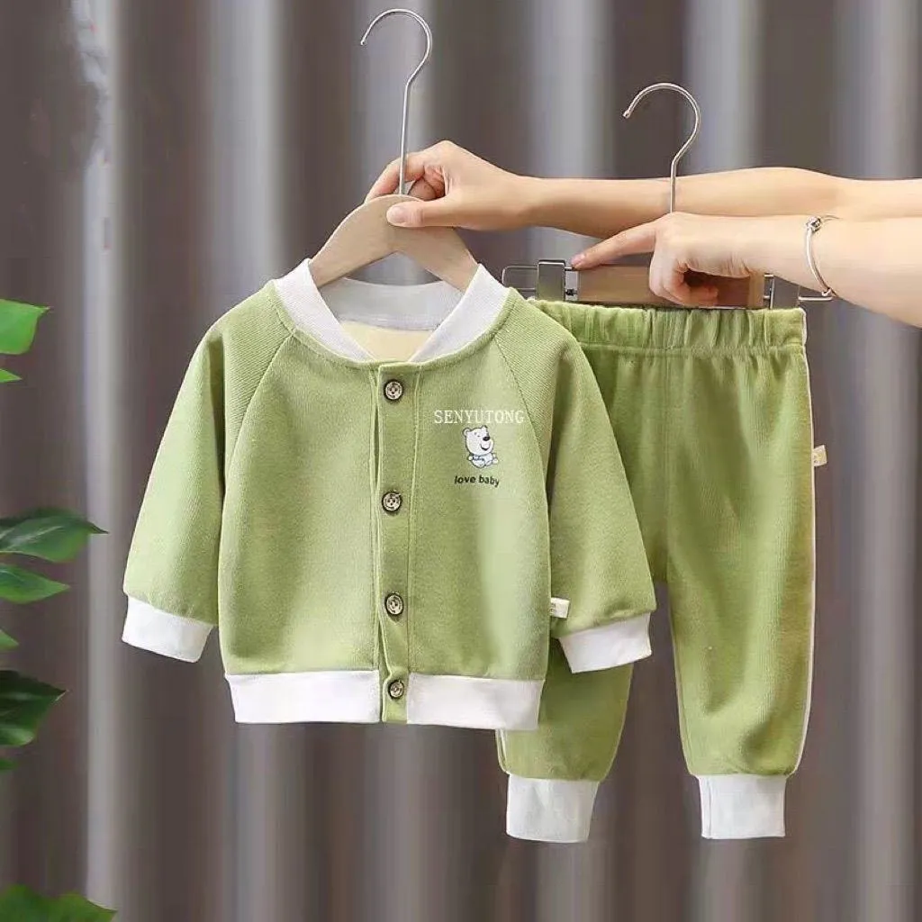 [2026 New Spring] Cute Cartoon Toddler Sweatsuit - Soft Cotton Hoodie & Jogger Set for Boys & Girls - Trendy 2-Piece "Ins" Style Outfit for Infants & Little Kids thumbnail 5