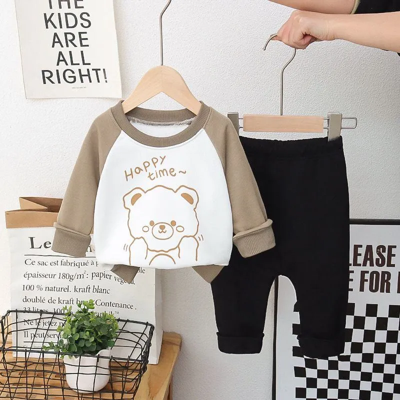[2026 New Spring] Cute Cartoon Toddler Sweatsuit - Soft Cotton Hoodie & Jogger Set for Boys & Girls - Trendy 2-Piece "Ins" Style Outfit for Infants & Little Kids thumbnail 7