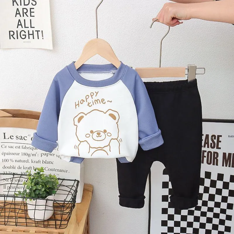 [2026 New Spring] Cute Cartoon Toddler Sweatsuit - Soft Cotton Hoodie & Jogger Set for Boys & Girls - Trendy 2-Piece "Ins" Style Outfit for Infants & Little Kids thumbnail 11
