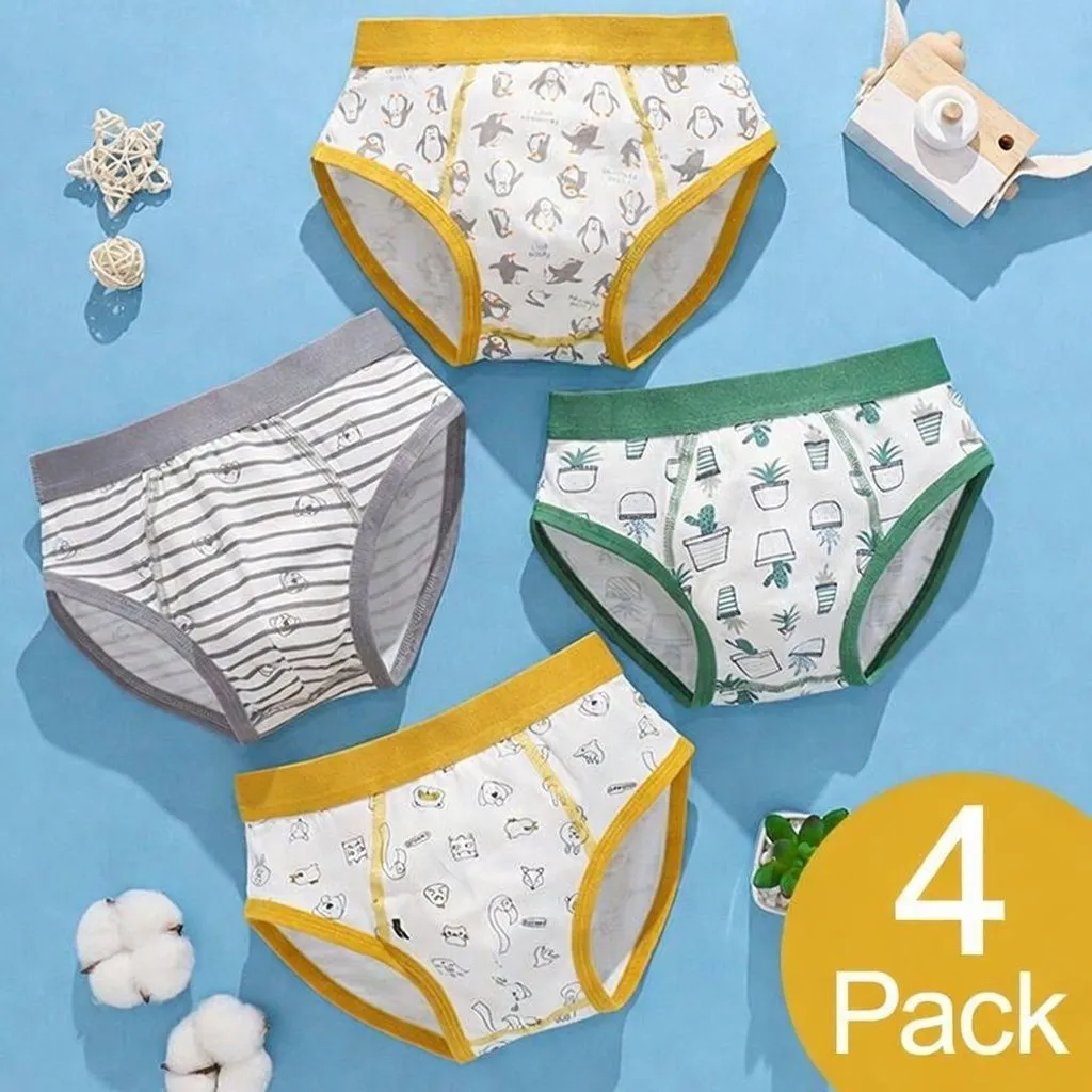 [Class A 100% Pure Cotton] Boys Briefs - 4-Pack Ultra-Soft & Breathable Underwear for Toddlers & Elementary Students - Ages 3-12 - Skin-Friendly & No-Pinch Fit thumbnail 3