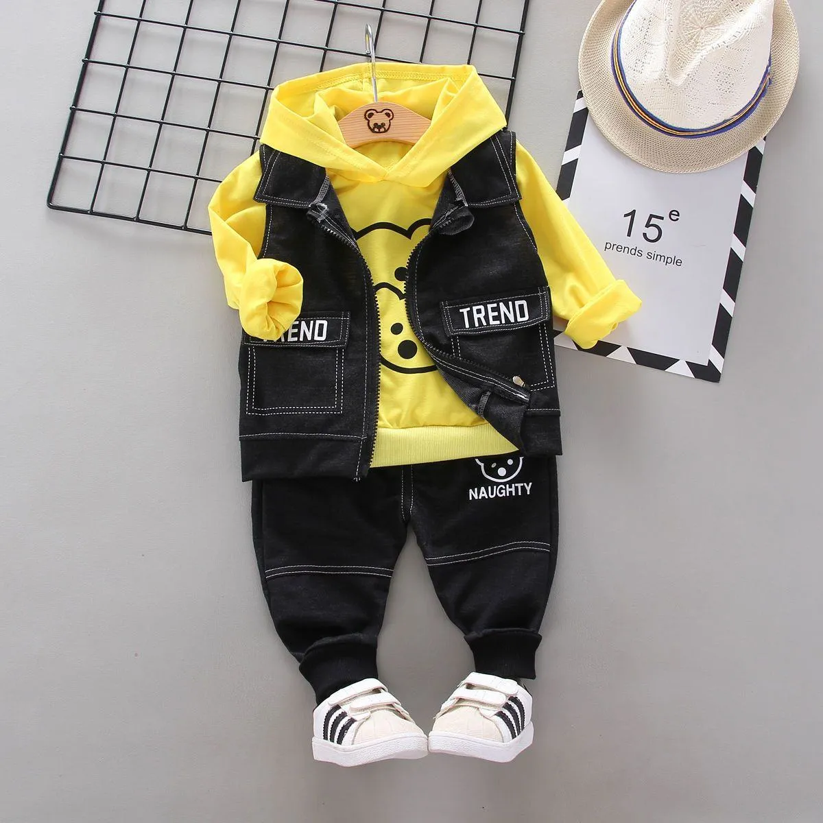 2026 New] Boys 3-Piece Spring/Autumn Clothing Set - Trendy Hoodie, Vest & Joggers - Modern "Ins" Style Layering Outfit for Toddlers & Little Boys thumbnail 6