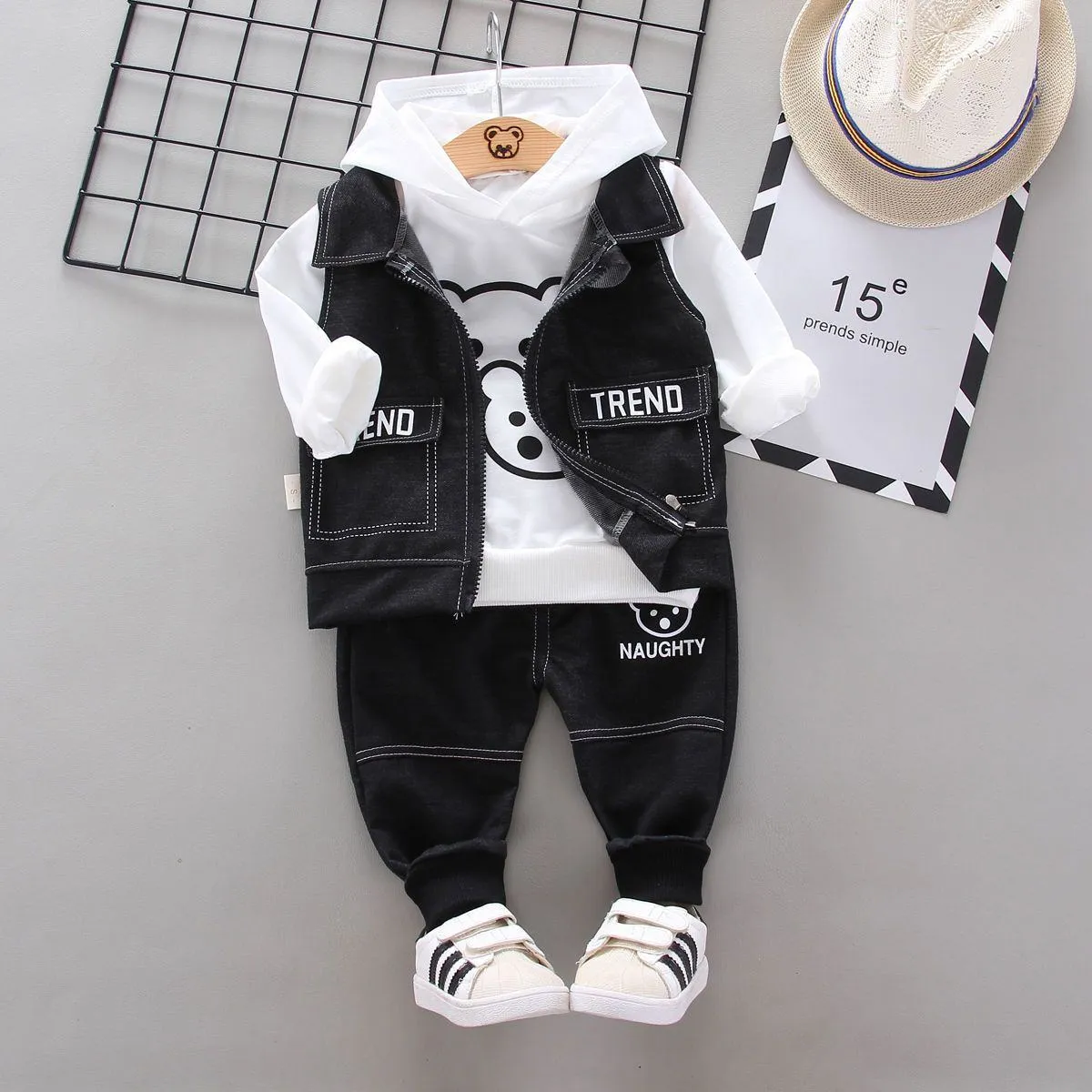 2026 New] Boys 3-Piece Spring/Autumn Clothing Set - Trendy Hoodie, Vest & Joggers - Modern "Ins" Style Layering Outfit for Toddlers & Little Boys thumbnail 10