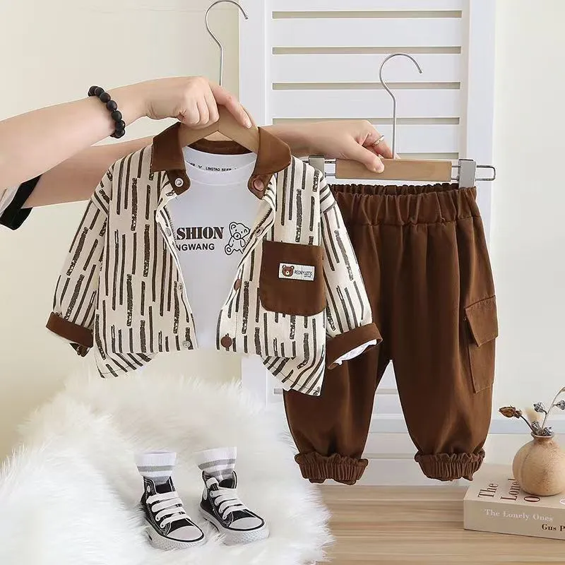 [2026 New] Boys 2-Piece Spring Shirt Set - Handsome "Mini-Gentleman" Long Sleeve Button-Down & Trousers - Trendy Autumn Outfit for Toddlers & Kids thumbnail 5