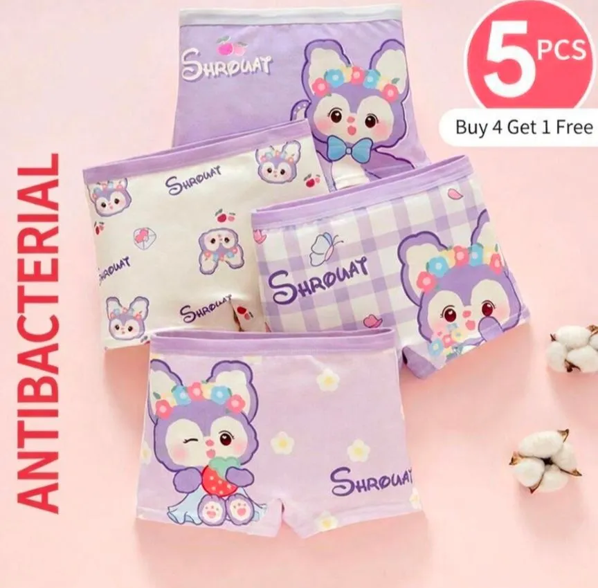 [Class A 100% Pure Cotton] Girls Boxer Briefs - 4-Pack No-Wedgie Underwear for Toddlers & Big Girls - Ultra-Soft & Breathable "Cloud" Fit - Ages 2-12 thumbnail 2