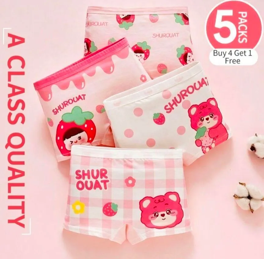 [Class A 100% Pure Cotton] Girls Boxer Briefs - 4-Pack No-Wedgie Underwear for Toddlers & Big Girls - Ultra-Soft & Breathable "Cloud" Fit - Ages 2-12 thumbnail 3