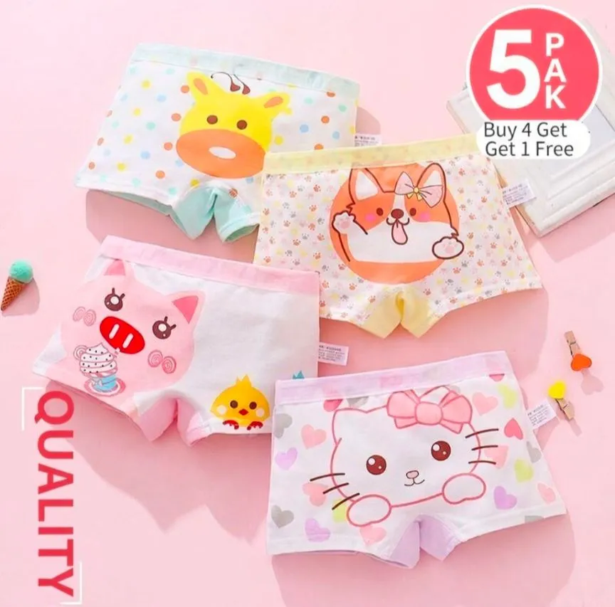[Class A 100% Pure Cotton] Girls Boxer Briefs - 4-Pack No-Wedgie Underwear for Toddlers & Big Girls - Ultra-Soft & Breathable "Cloud" Fit - Ages 2-12 thumbnail 4