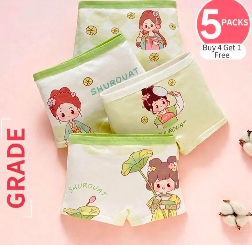 [Class A 100% Pure Cotton] Girls Boxer Briefs - 4-Pack No-Wedgie Underwear for Toddlers & Big Girls - Ultra-Soft & Breathable "Cloud" Fit - Ages 2-12 thumbnail 5