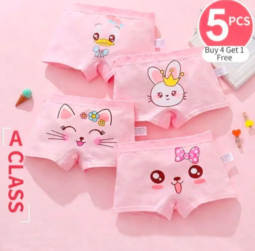 [Class A 100% Pure Cotton] Girls Boxer Briefs - 4-Pack No-Wedgie Underwear for Toddlers & Big Girls - Ultra-Soft & Breathable "Cloud" Fit - Ages 2-12 thumbnail 6