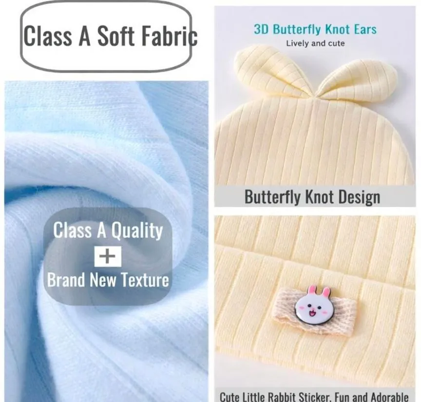 ​[Class A 100% Cotton] Newborn "Boneless" Seamless Hat - Ultra-Soft & Breathable Autumn Beanie for Infants 0-6 Months - No-Chafe First Hospital Hat thumbnail 10