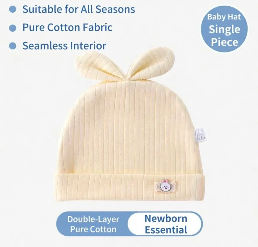 ​[Class A 100% Cotton] Newborn "Boneless" Seamless Hat - Ultra-Soft & Breathable Autumn Beanie for Infants 0-6 Months - No-Chafe First Hospital Hat thumbnail 2