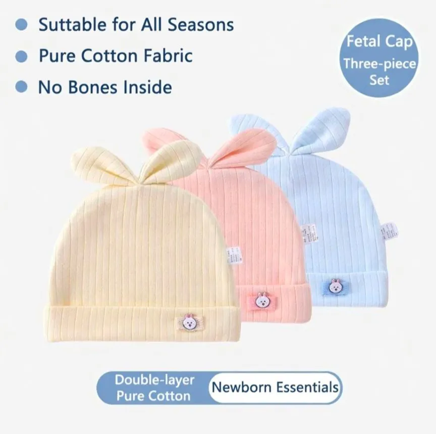 ​[Class A 100% Cotton] Newborn "Boneless" Seamless Hat - Ultra-Soft & Breathable Autumn Beanie for Infants 0-6 Months - No-Chafe First Hospital Hat thumbnail 3
