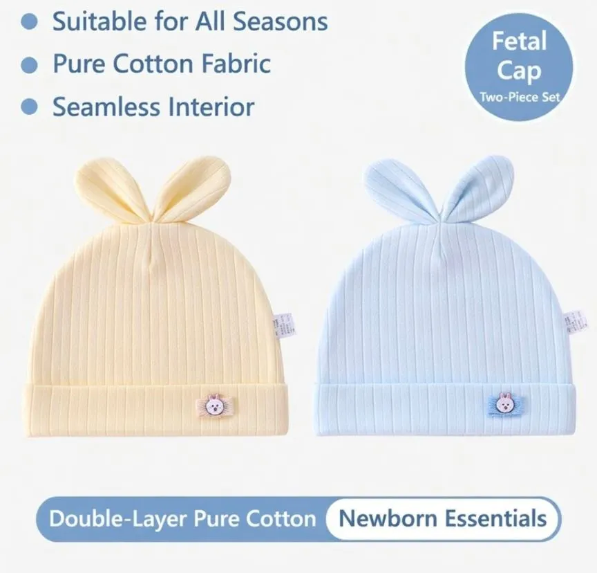 ​[Class A 100% Cotton] Newborn "Boneless" Seamless Hat - Ultra-Soft & Breathable Autumn Beanie for Infants 0-6 Months - No-Chafe First Hospital Hat thumbnail 4