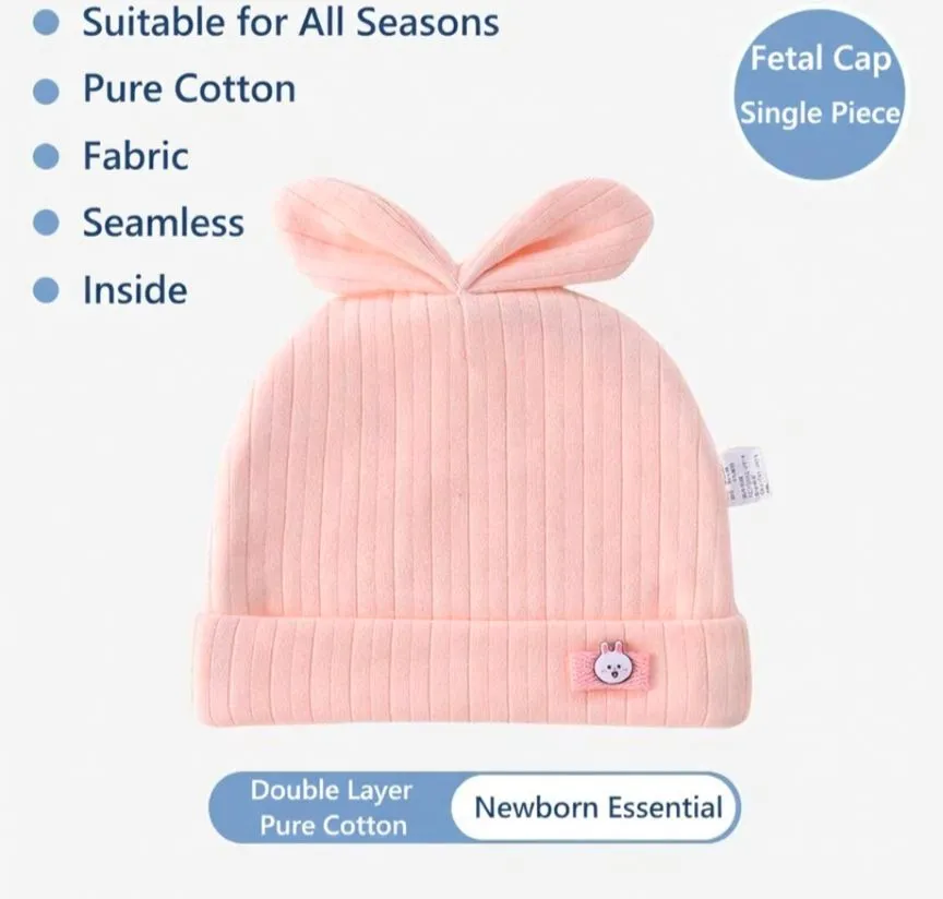 ​[Class A 100% Cotton] Newborn "Boneless" Seamless Hat - Ultra-Soft & Breathable Autumn Beanie for Infants 0-6 Months - No-Chafe First Hospital Hat thumbnail 6