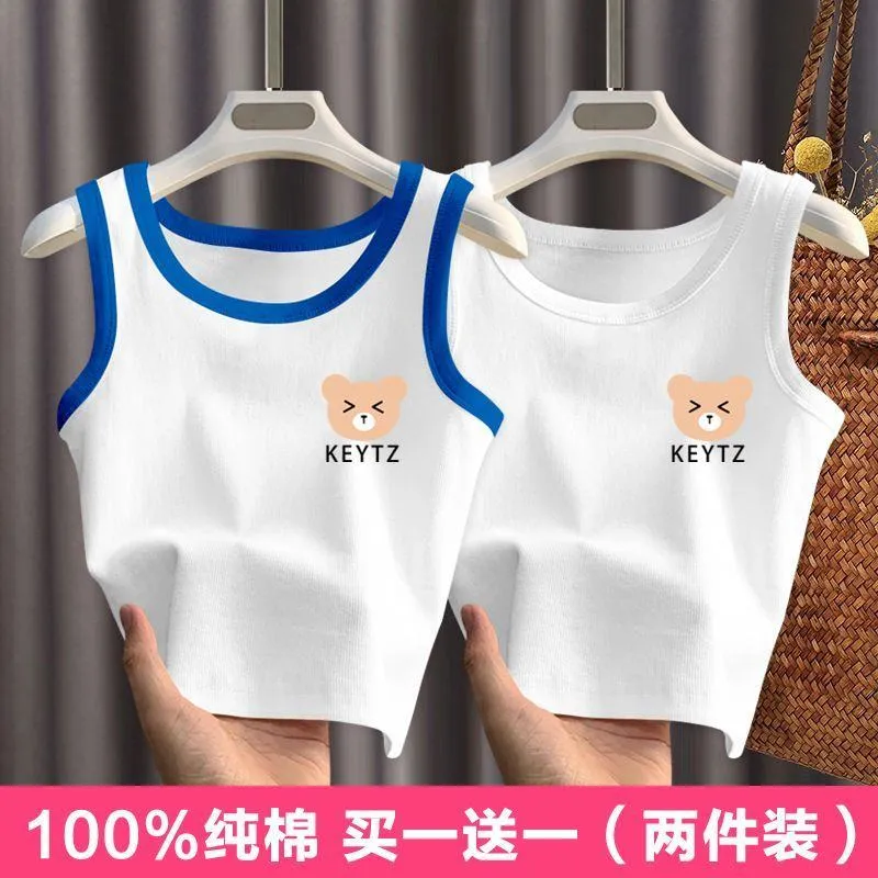 [Grade A 100% Pure Cotton] Kids Summer Tank Top - Ultra-Thin & Breathable Sleeveless Shirt for Boys & Girls - Modern "Ins" Style Aesthetic Summer Top thumbnail 8