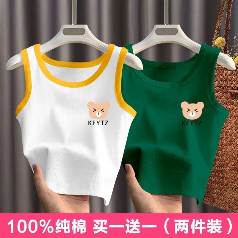 [Grade A 100% Pure Cotton] Kids Summer Tank Top - Ultra-Thin & Breathable Sleeveless Shirt for Boys & Girls - Modern "Ins" Style Aesthetic Summer Top thumbnail 10