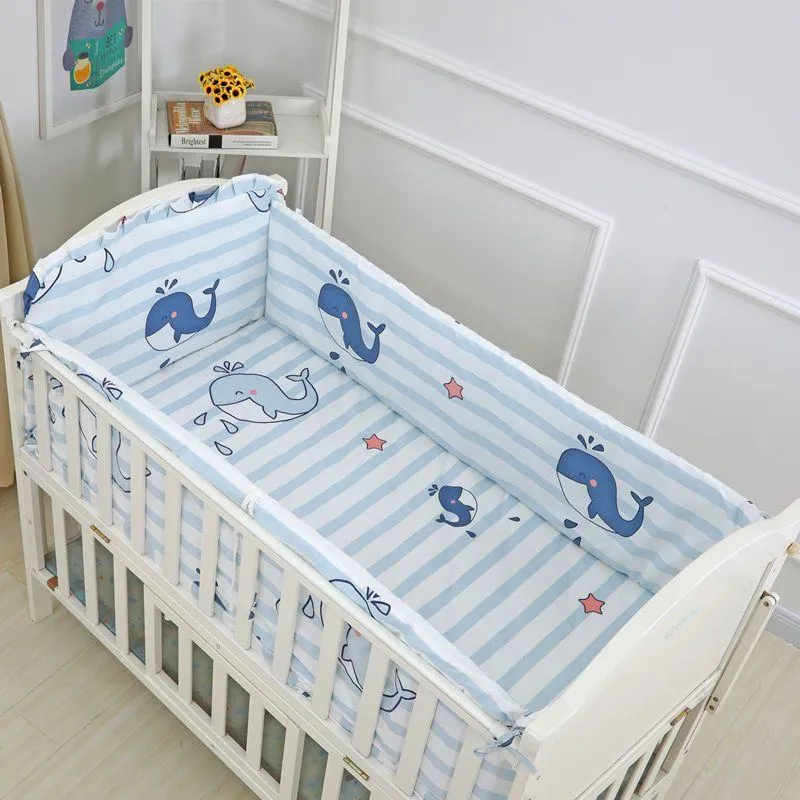 [Class A 100% Cotton] Baby Crib Bumper Set - Breathable Anti-Collision Soft Padding for Infants - Protective Rail Guards - 4/5/6 Piece Sets - Custom Sizes Available thumbnail 2
