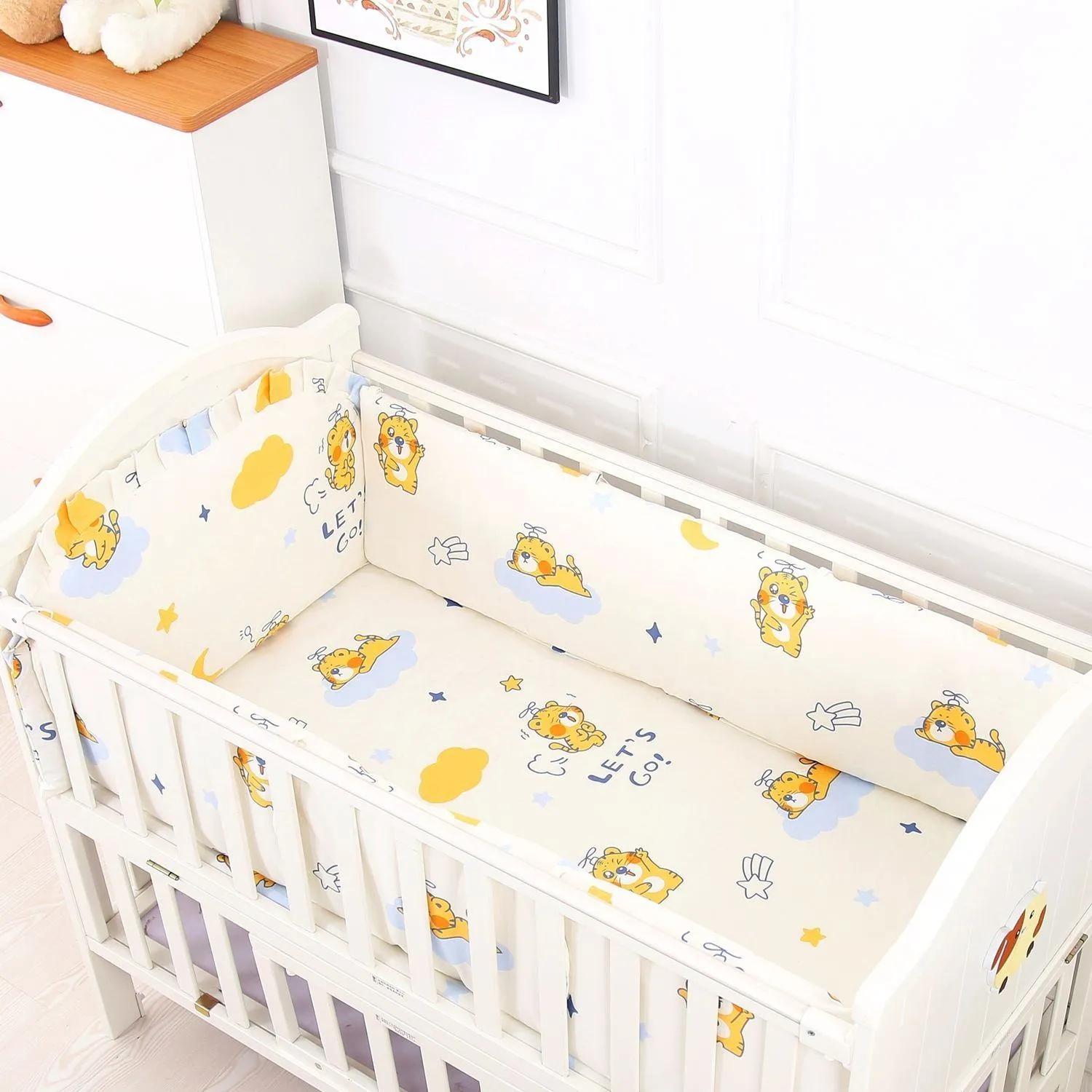 [Class A 100% Cotton] Baby Crib Bumper Set - Breathable Anti-Collision Soft Padding for Infants - Protective Rail Guards - 4/5/6 Piece Sets - Custom Sizes Available thumbnail 6