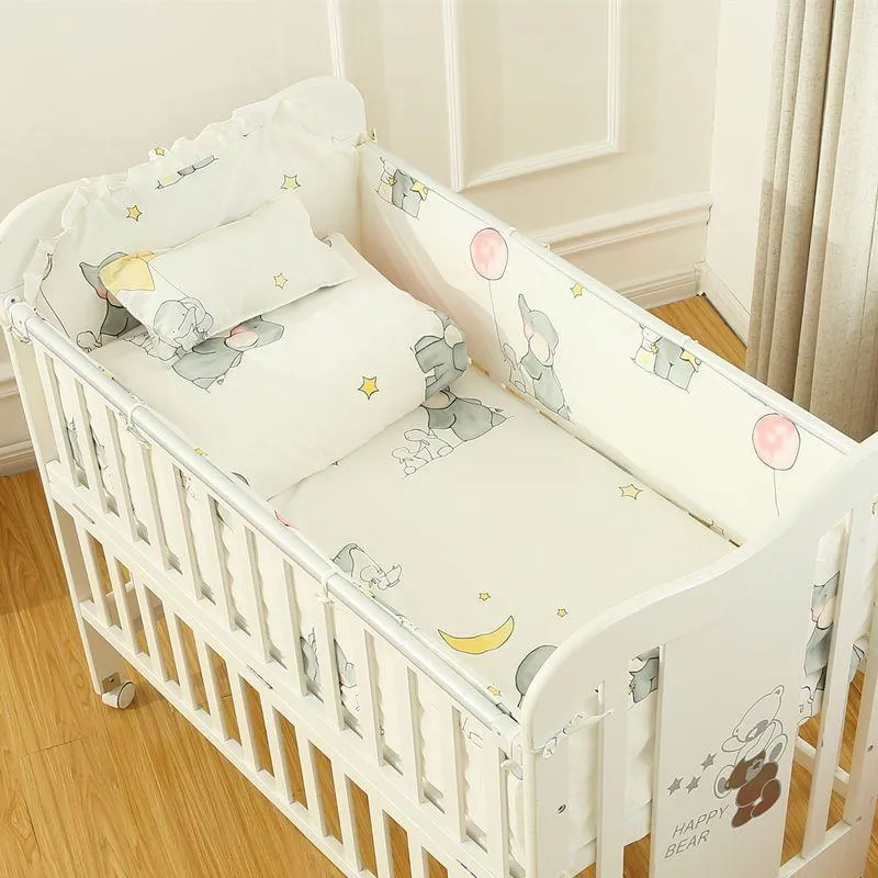 [Class A 100% Cotton] Baby Crib Bumper Set - Breathable Anti-Collision Soft Padding for Infants - Protective Rail Guards - 4/5/6 Piece Sets - Custom Sizes Available thumbnail 5