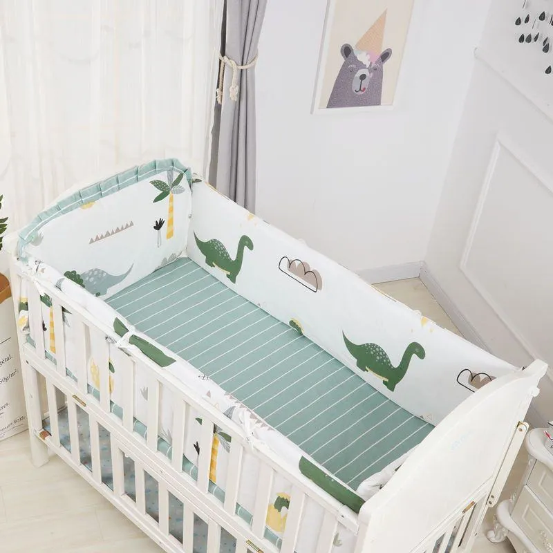 [Class A 100% Cotton] Baby Crib Bumper Set - Breathable Anti-Collision Soft Padding for Infants - Protective Rail Guards - 4/5/6 Piece Sets - Custom Sizes Available thumbnail 4
