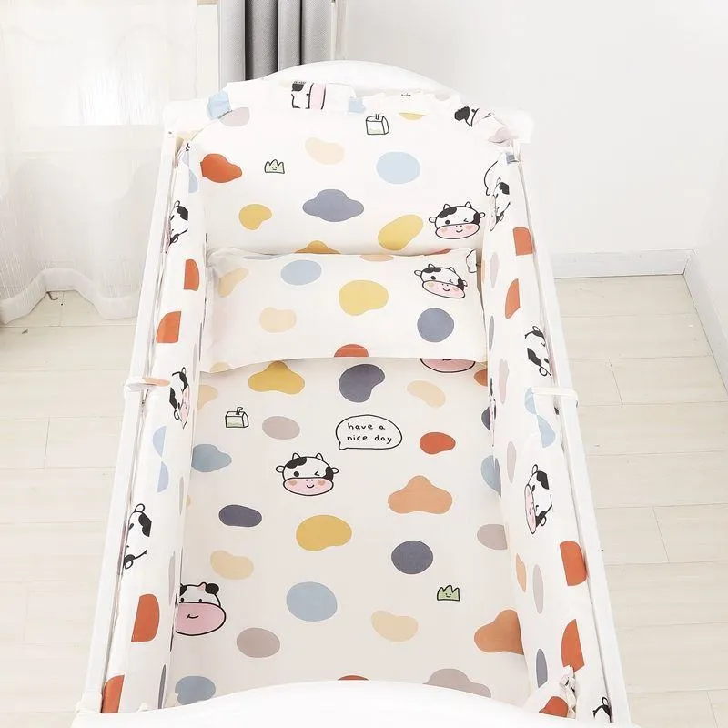 [Class A 100% Cotton] Baby Crib Bumper Set - Breathable Anti-Collision Soft Padding for Infants - Protective Rail Guards - 4/5/6 Piece Sets - Custom Sizes Available thumbnail 7