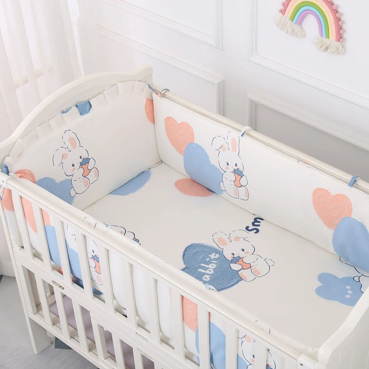 [Class A 100% Cotton] Baby Crib Bumper Set - Breathable Anti-Collision Soft Padding for Infants - Protective Rail Guards - 4/5/6 Piece Sets - Custom Sizes Available thumbnail 11
