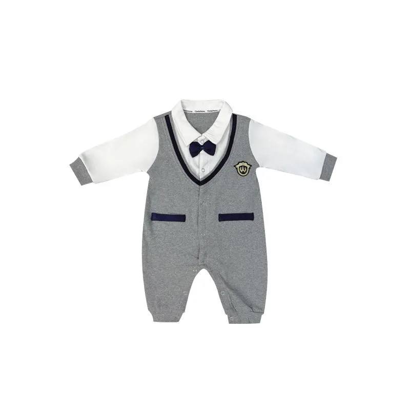 [2026 Special Occasion] Baby Boy Gentleman Onesie with Bow Tie - Perfect for First Birthday, 100-Day Celebration & Full Moon Party - Soft Cotton Romper for Infants thumbnail 5