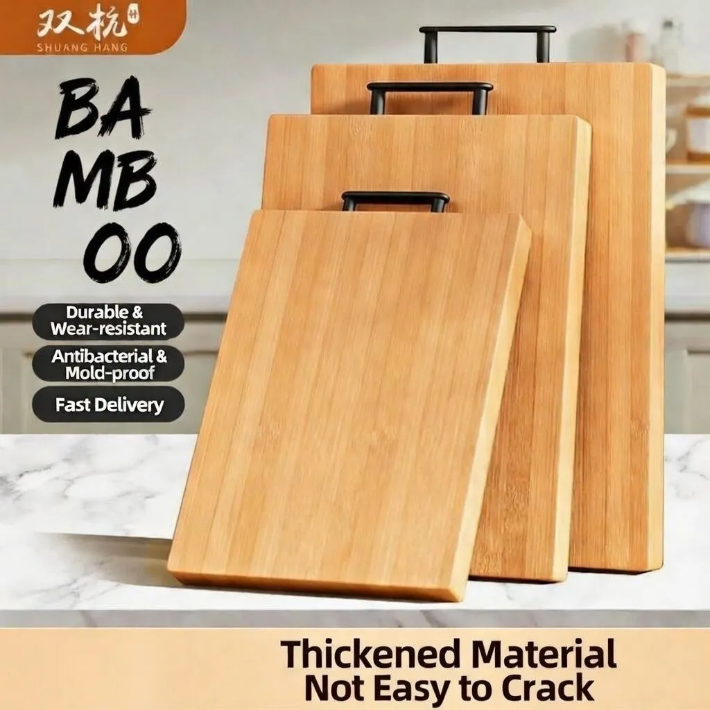 Shuanghang Natural Nanzhu Bamboo Cutting Board | 2026 Anti-Mold & Antibacterial Solid Wood Chopping Board | Heavy-Duty Kitchen Prep Board for Meat & Vegetables (Eco-Friendly) thumbnail 2