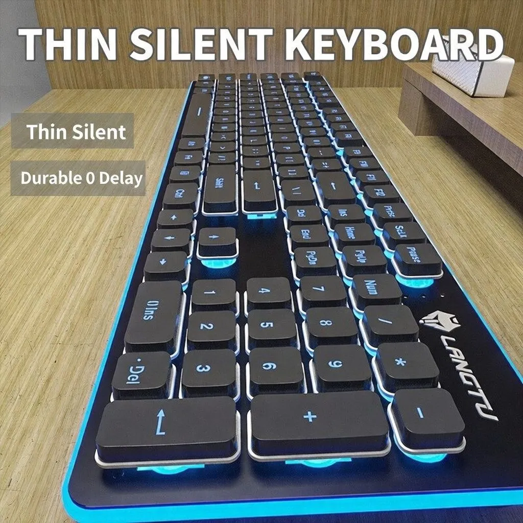 Langtu Silent Wireless/Wired Keyboard – Mechanical Feel Backlit Keyboard for Laptop, Tablet, Office Typing thumbnail 3