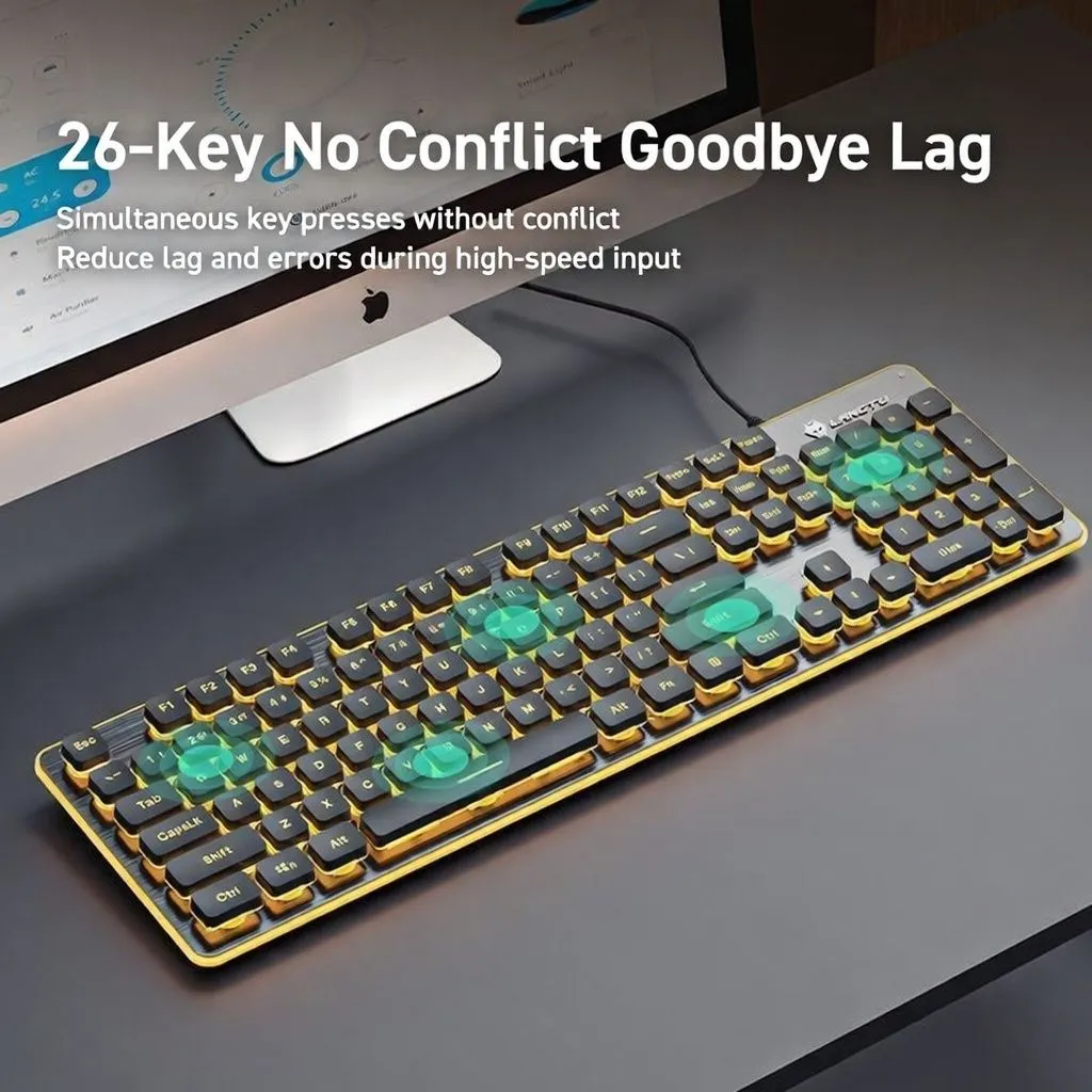 Langtu Silent Wireless/Wired Keyboard – Mechanical Feel Backlit Keyboard for Laptop, Tablet, Office Typing thumbnail 4