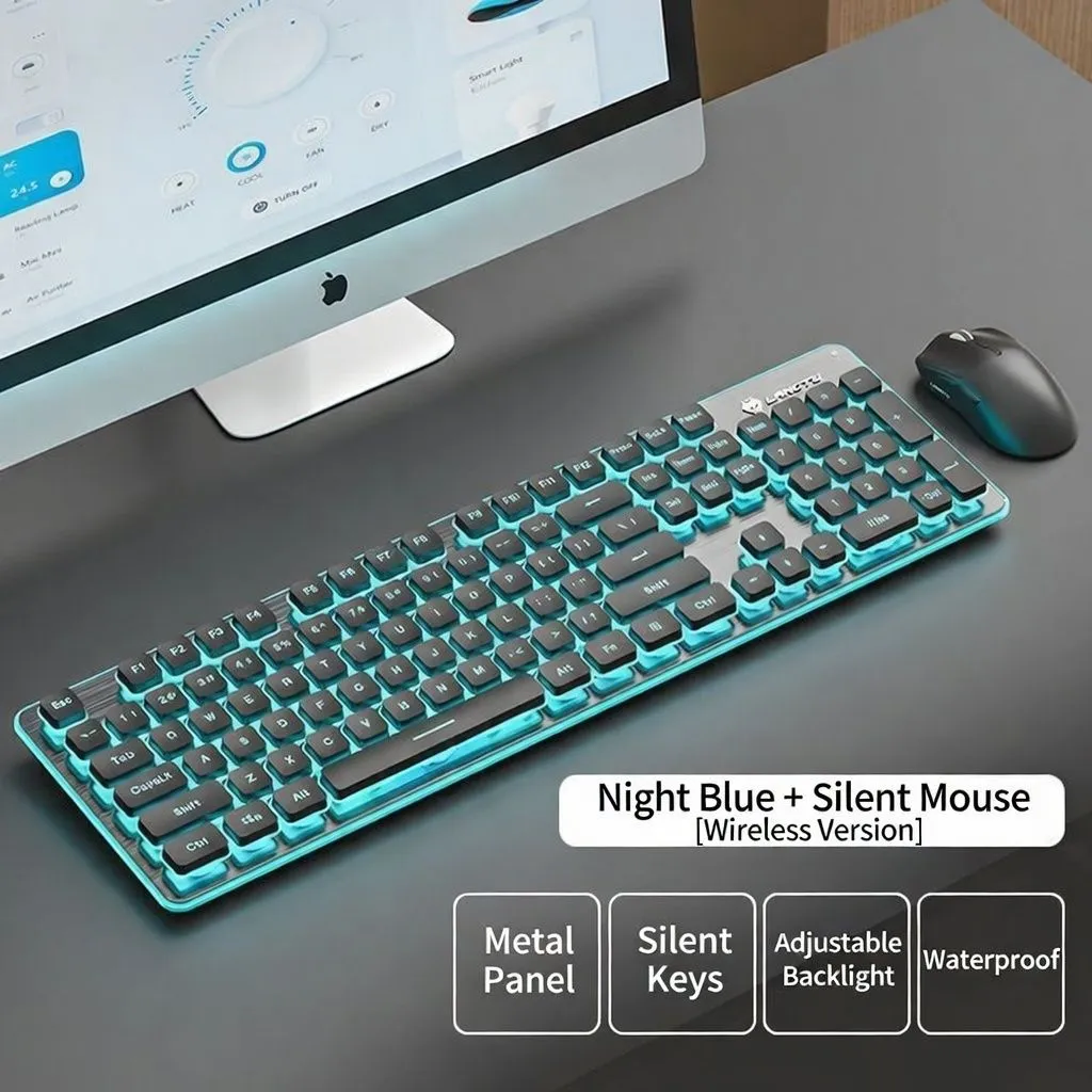Langtu Silent Wireless/Wired Keyboard – Mechanical Feel Backlit Keyboard for Laptop, Tablet, Office Typing thumbnail 5