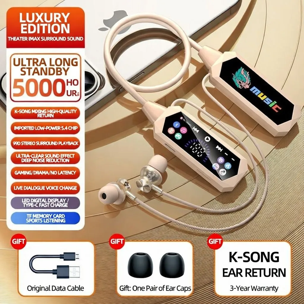 Shanshui KA1 Wireless Bluetooth Neckband Earphones – Noise Cancelling Sports Headphones with TF Card, Long Battery Life thumbnail 5