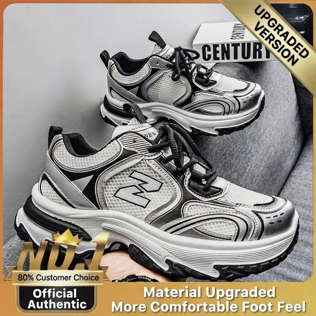 Men's Metallic Silver Chunky Platform Sneakers Breathable Mesh Urban Streetwear Dad Shoes with Anti Slip Sole showcase 2