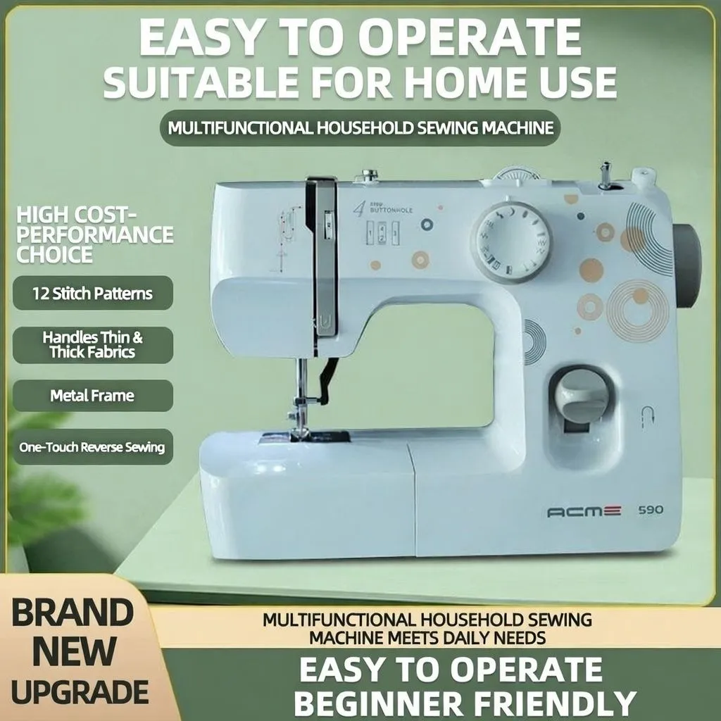 ACME 590 Portable Electric Household Sewing Machine with 4-Step Buttonhole and Multi-Stitch Selection for Beginners thumbnail 1