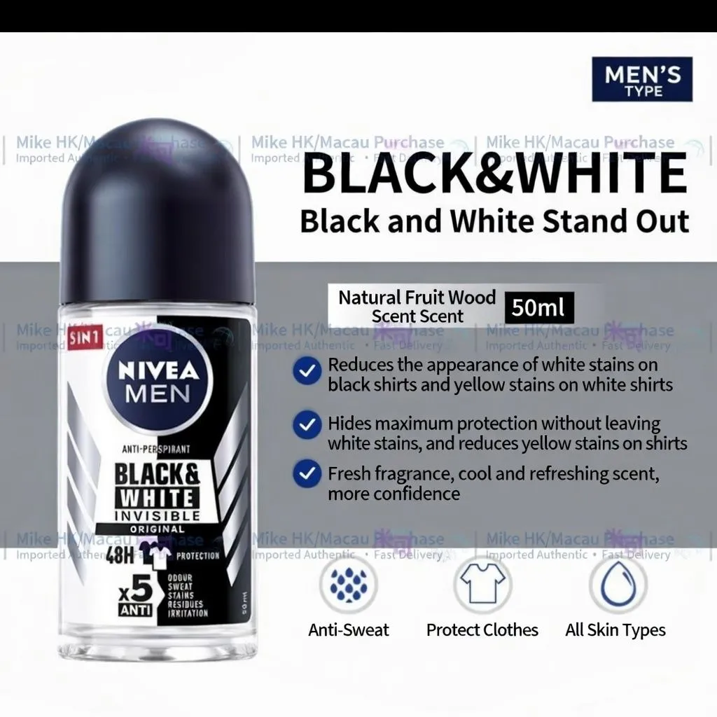 NIVEA Black & White Invisible Anti-Perspirant Deodorant 48 Hour Protection Prevents White Marks and Yellow Stains thumbnail 2