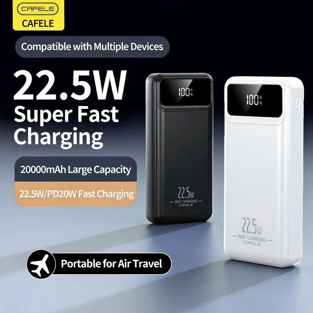 Cafela 20,000mAh Power Bank 22.5W Super Fast Charge | PD 20W/27W Bi-Directional Quick Charge | Portable External Battery with LED Display for iPhone, Huawei, Xiaomi & Samsung thumbnail 3