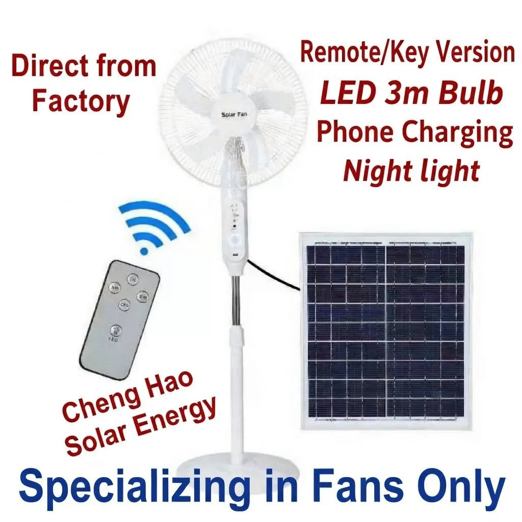 16-Inch Rechargeable Solar Fan – Dual Power (Plug-in & Battery) Quiet High-Speed Table Fan for Outdoor, Dorm & Stall Use thumbnail 2