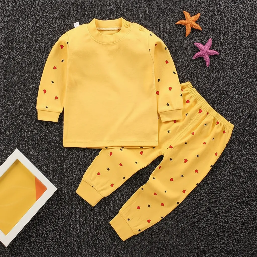 [Class A 100% Pure Cotton] Kids Thermal Underwear Set - Ultra-Soft & Breathable Long Johns for Boys & Girls - 0-6 Years Old Seamless Baby Pajamas thumbnail 1