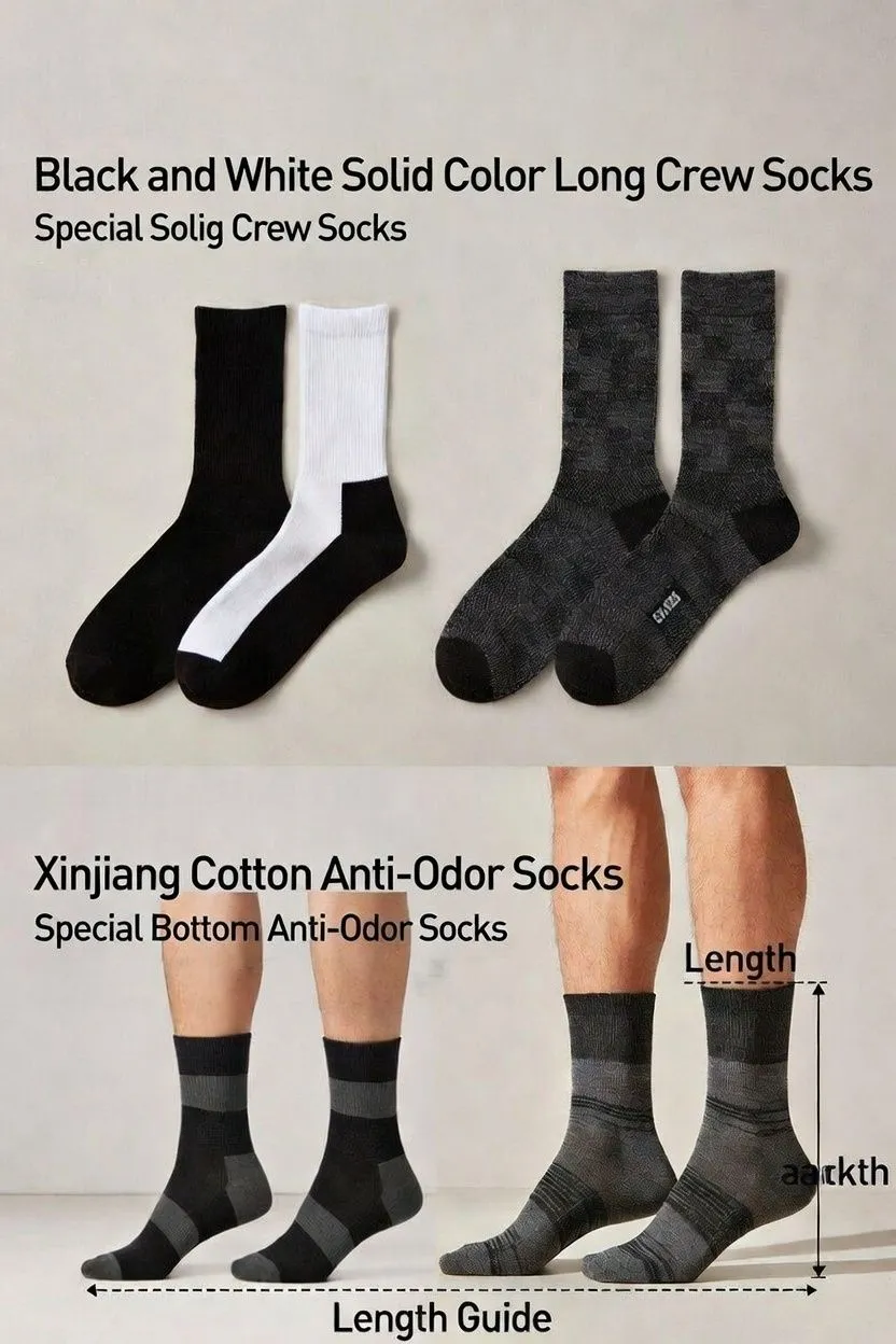 Unisex White Cotton Crew Socks Multi-Pack Breathable Athletic Sports Tube Socks for Daily Wear thumbnail 1