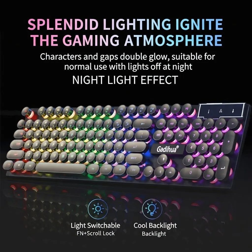Punk Mechanical Feel Wired Gaming Keyboard and Mouse Combo Silent RGB Set for Desktop PC, Esports, and Office Use thumbnail 3