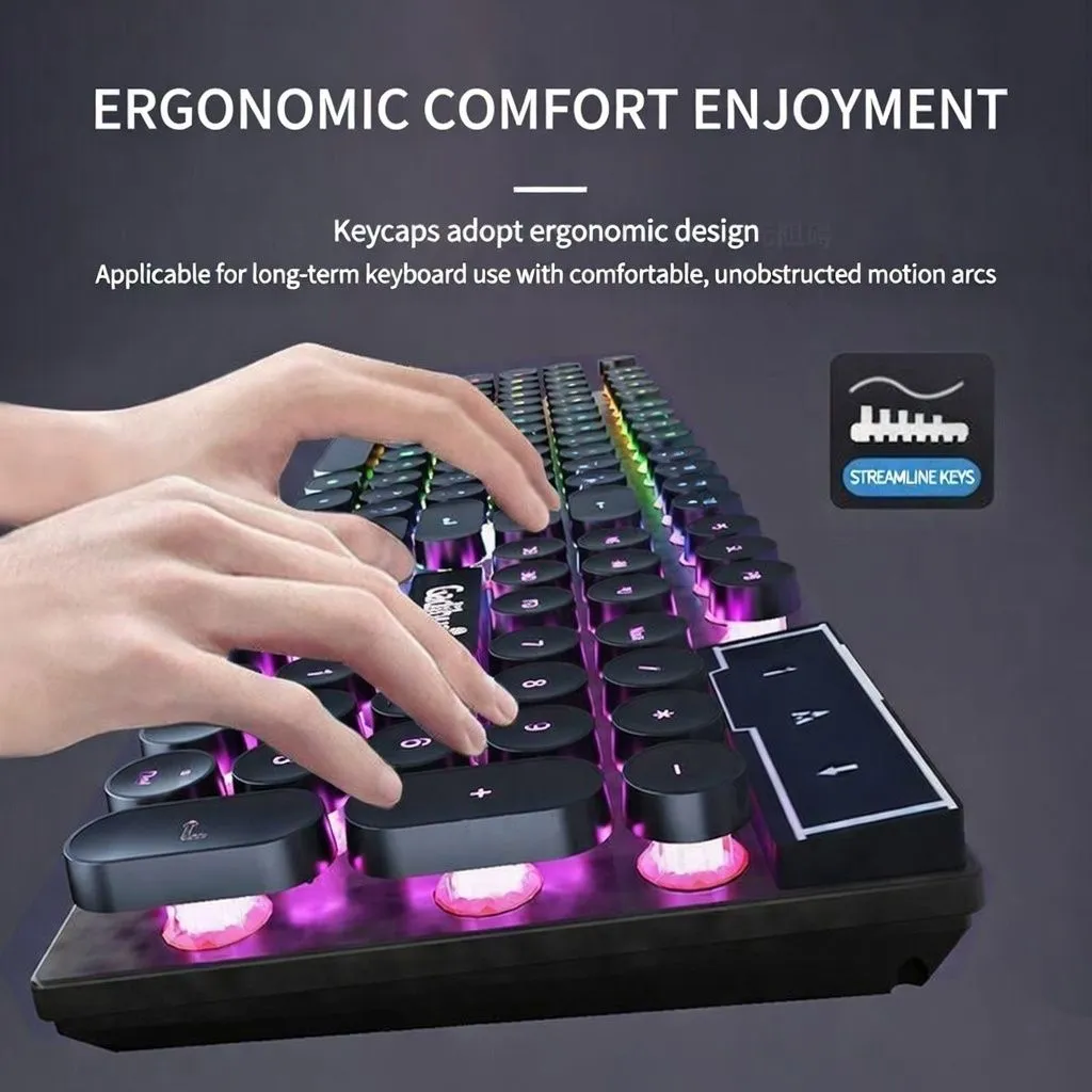 Punk Mechanical Feel Wired Gaming Keyboard and Mouse Combo Silent RGB Set for Desktop PC, Esports, and Office Use thumbnail 4