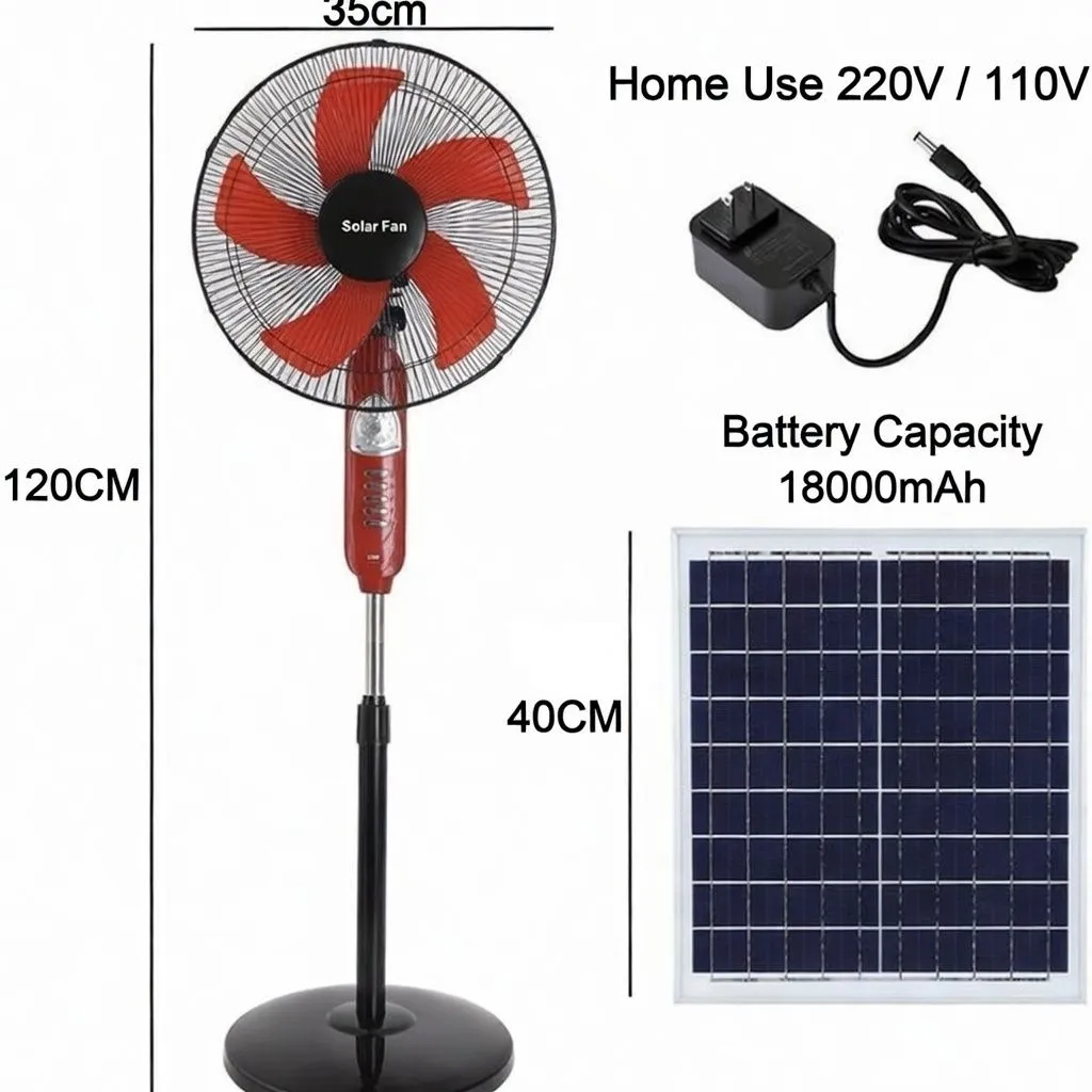16-Inch Rechargeable Solar Fan – Dual Power (Plug-in & Battery) Quiet High-Speed Table Fan for Outdoor, Dorm & Stall Use thumbnail 3