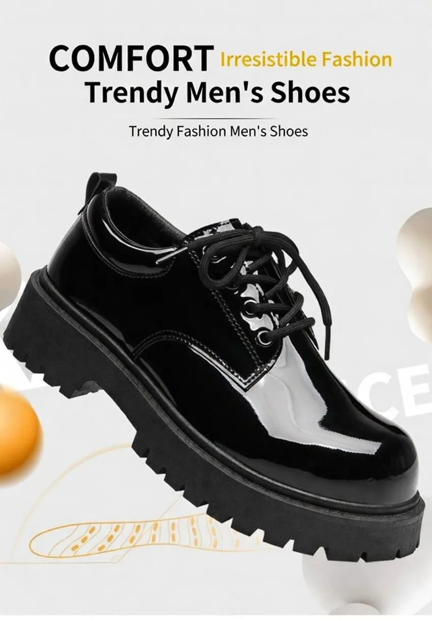 Men’s British Derby Leather Shoes Business Formal Dress Shoes Wide Toe Spring Fashion Casual Shoes showcase 2