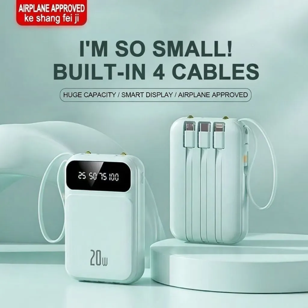 20000mAh Fast Charging Power Bank Built-in Cable Portable Charger Universal Mobile Power Bank for Smartphones showcase 1