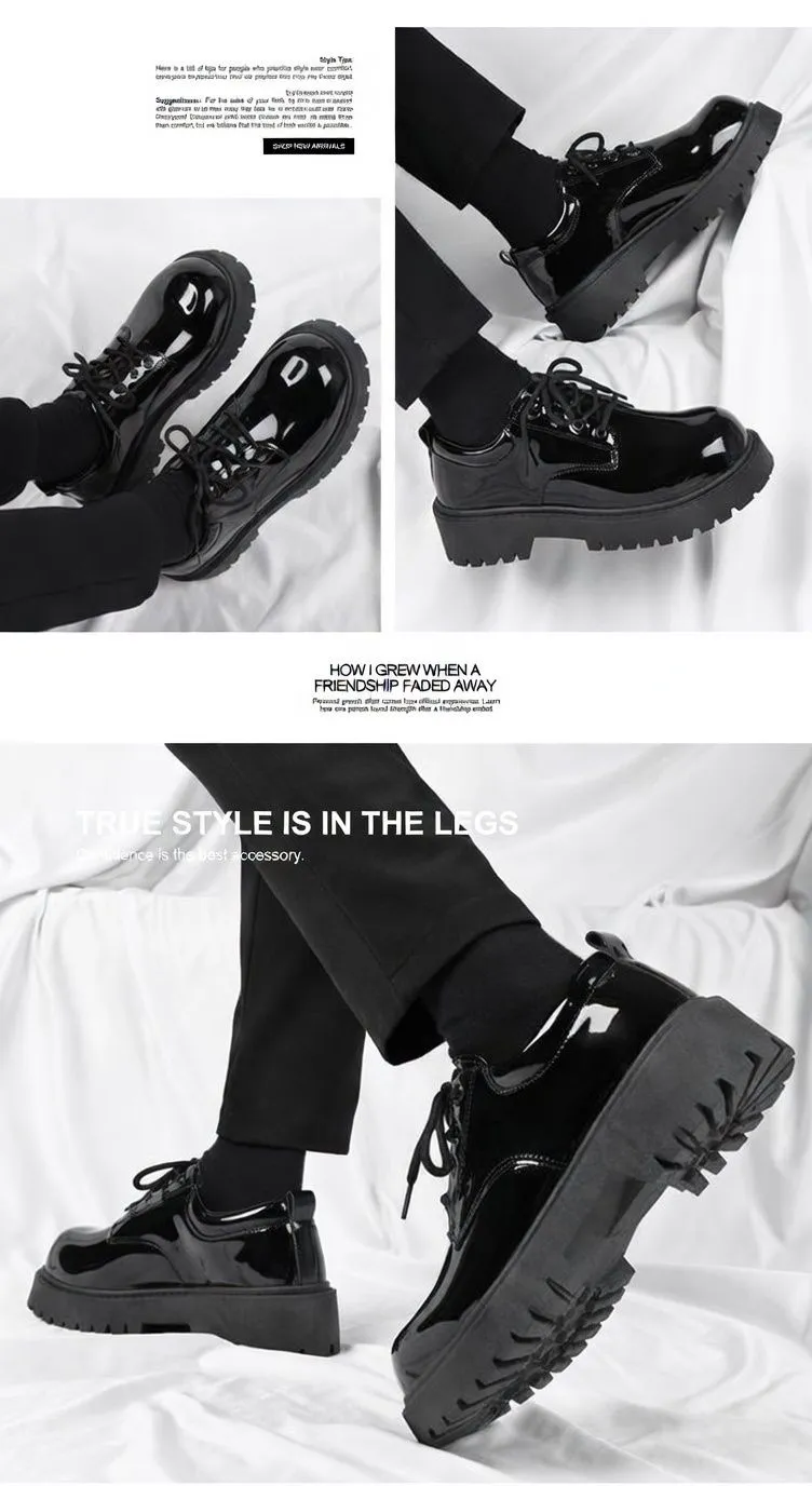 Men’s British Derby Leather Shoes Business Formal Dress Shoes Wide Toe Spring Fashion Casual Shoes showcase 8