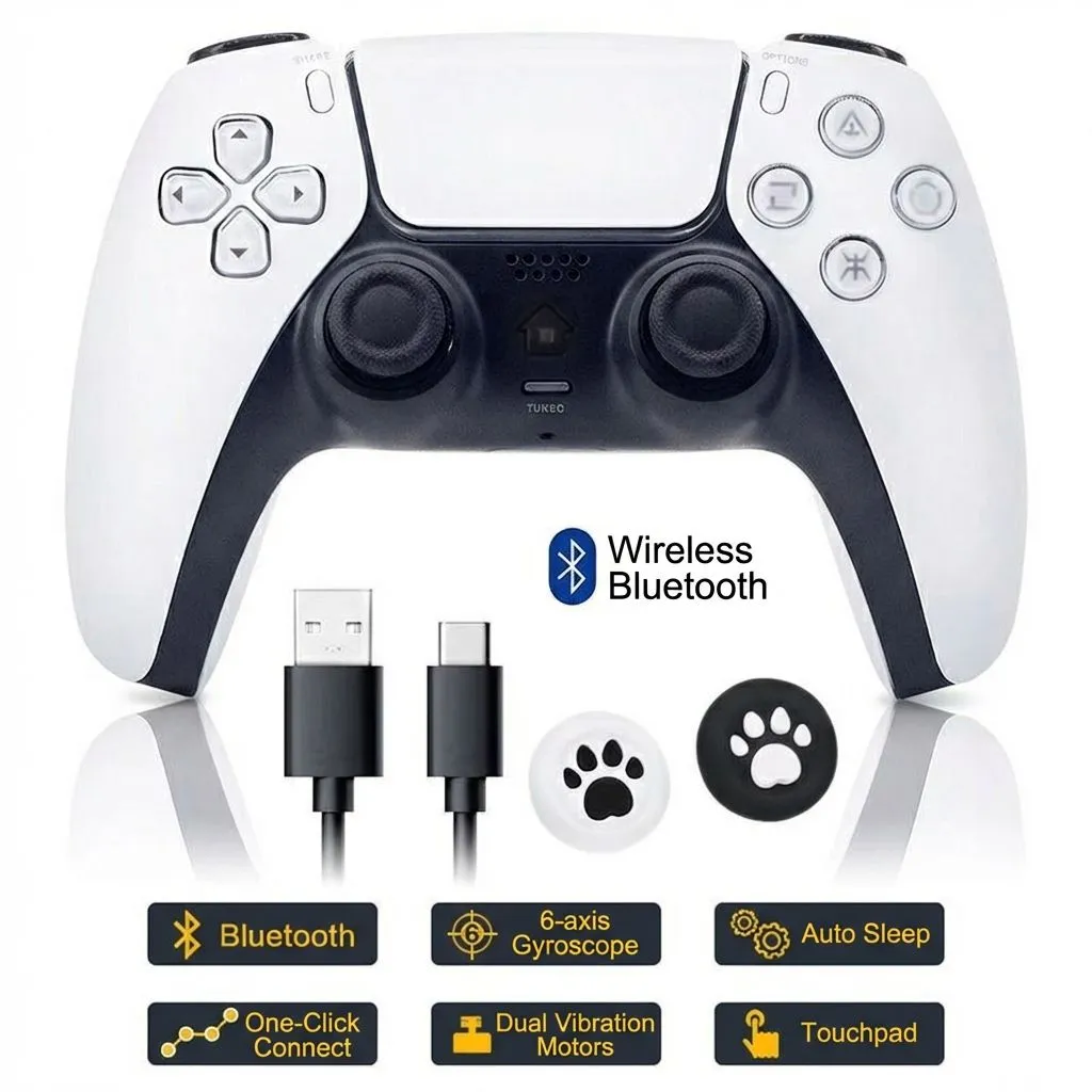 PS4 (Designed Liked PS5 Controller) Bluetooth Wireless Game Controller – Hall Sensor Joystick, Steam & PC Compatible, Elite Gaming Controller thumbnail 1