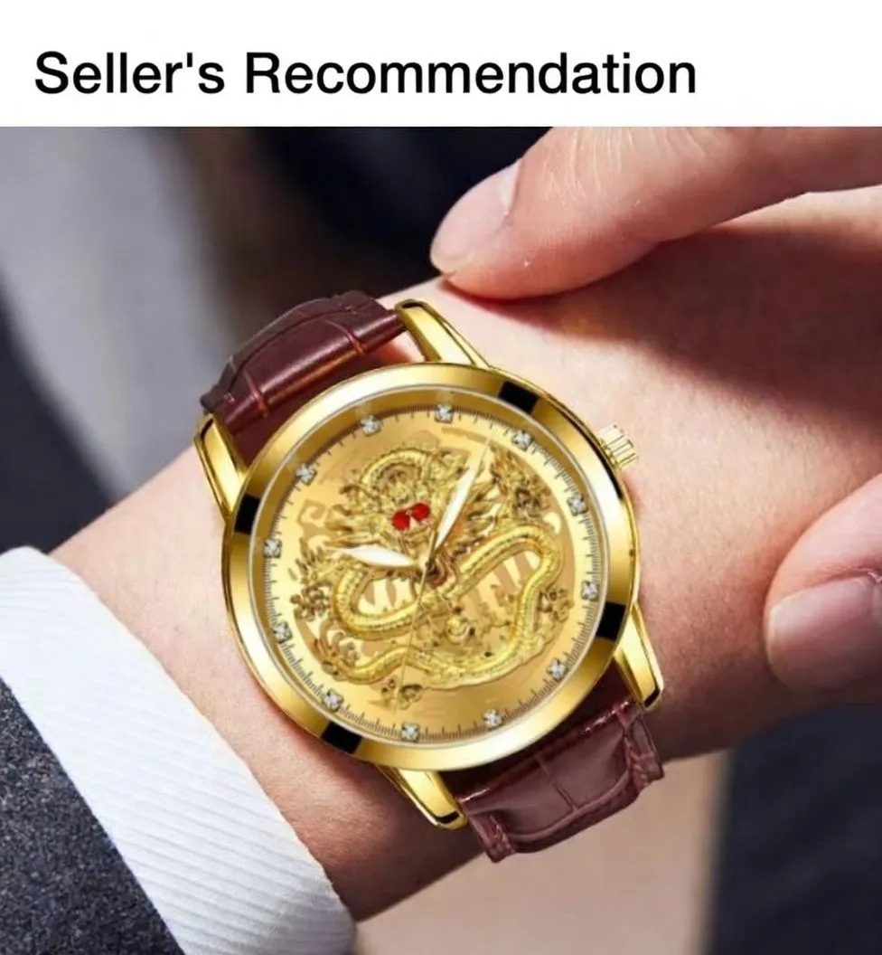 Dragon Year Fashion Men’s Quartz Watch Luxury Multi-Function Stainless Steel Business Trend Wristwatch showcase 2