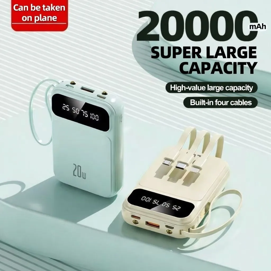 20000mAh Fast Charging Power Bank Built-in Cable Portable Charger Universal Mobile Power Bank for Smartphones thumbnail 6