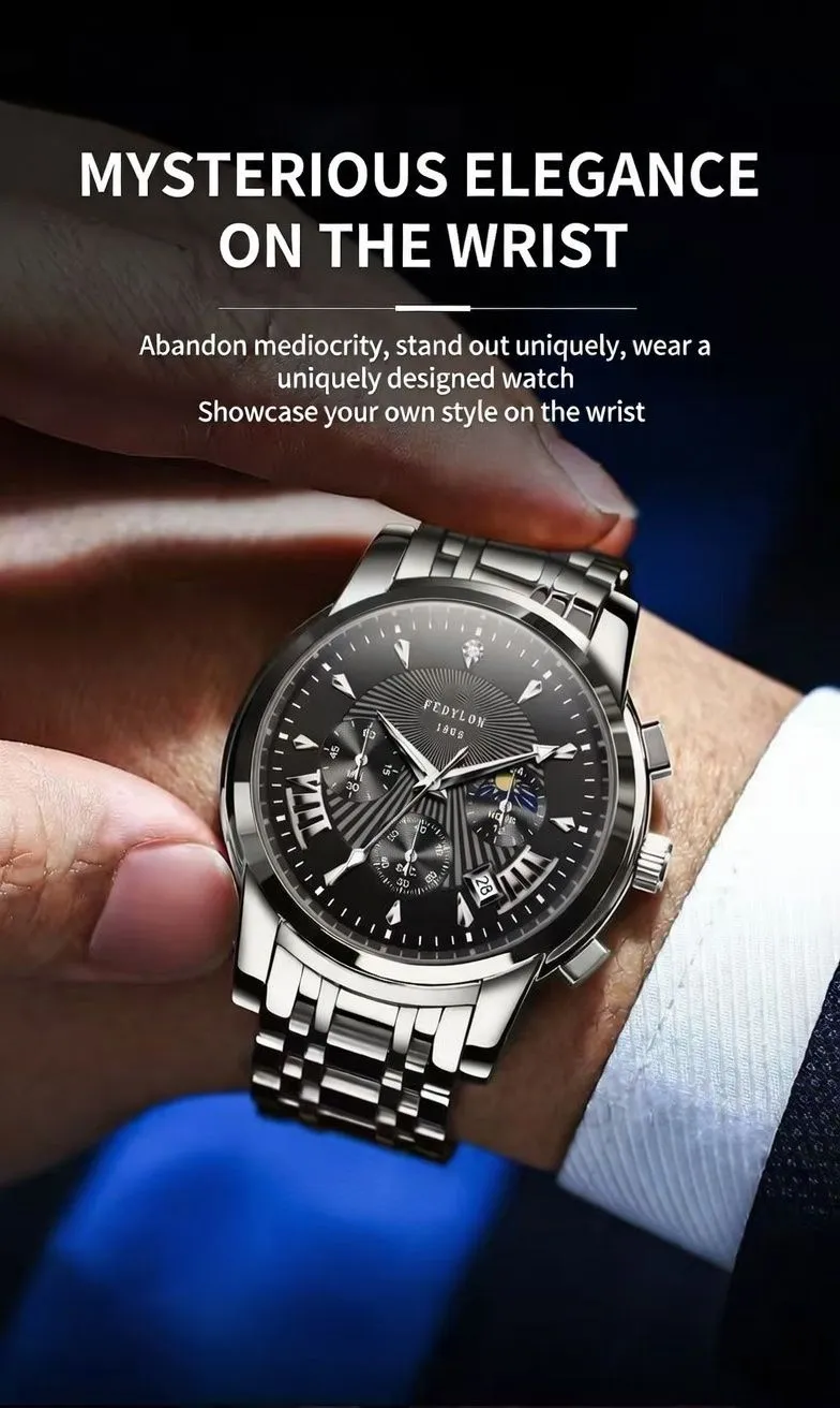 Swiss Style Automatic Mechanical Men’s Watch Waterproof Luminous Calendar Stainless Steel Business Luxury Wristwatch showcase 6